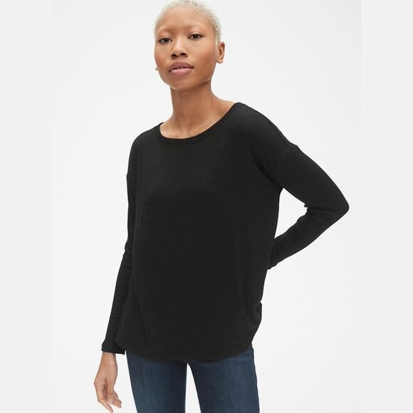 GAP Oversized Softspun Boatneck ribbed sleeve top - Picture 5 of 8